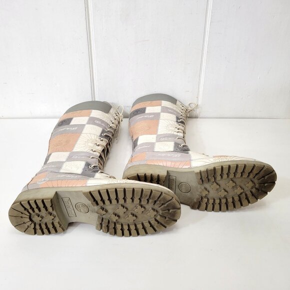 Timberland Patchwork Lace-Up Knee High Boots Size 10 - Picture 6 of 11